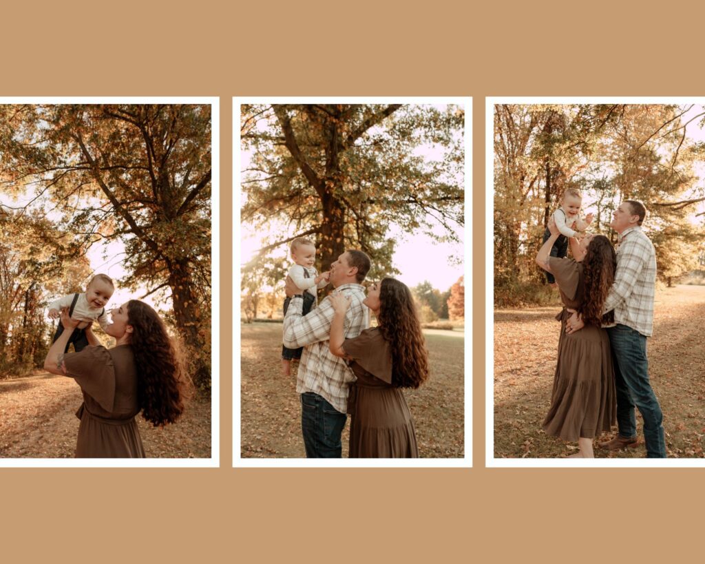 a collage of family photos from a New Jersey fall family photo session