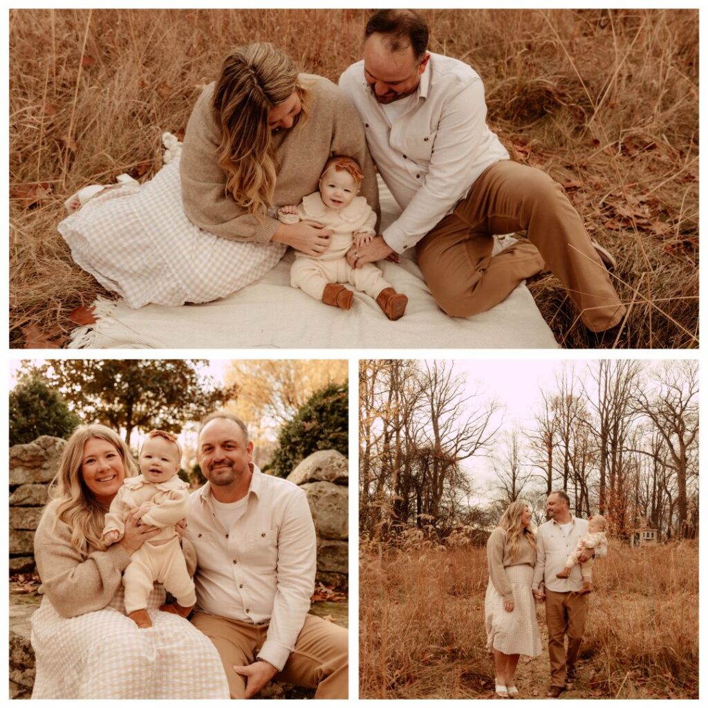 a collage of photos from a New Jersey family session at Cross Estate Gardens in New Jersey