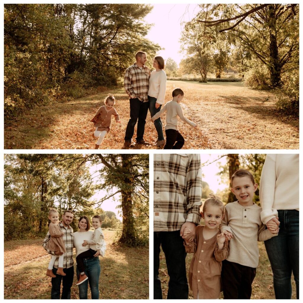 A collage of family photos taken at Oak Ridge Park in Clark New Jersey.