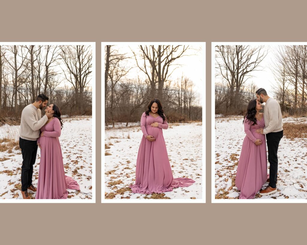 a collage of photos from a New Jersey maternity session