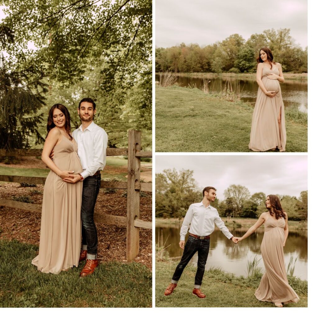 a collage of photos from a New Jersey maternity session