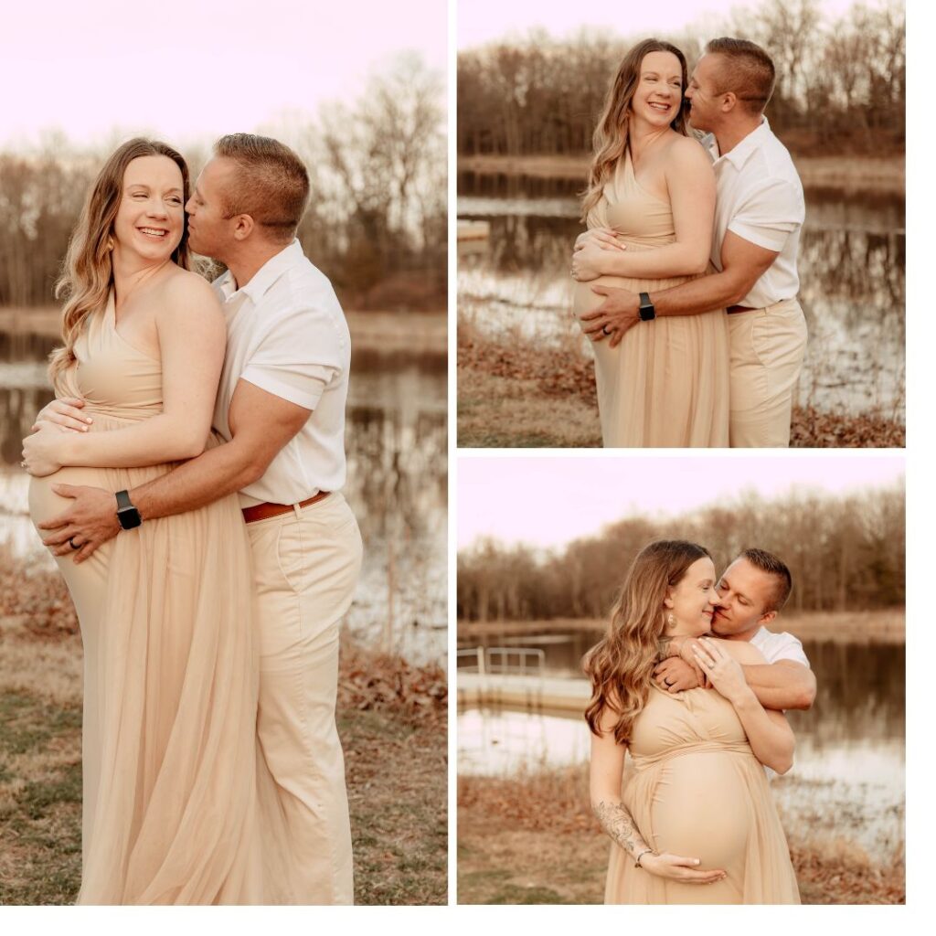 a collage of 3 photos from a New Jersey maternity session