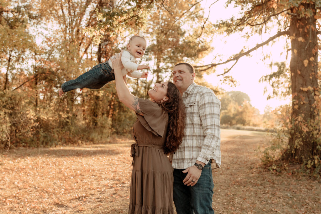 a family having fun during a fall family photo shoot in New Jersey