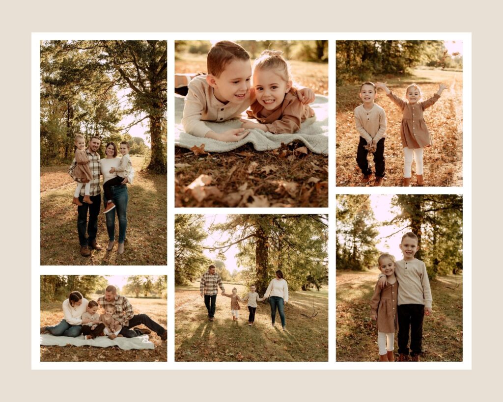 a collage of fall family photos from a New Jersey family session