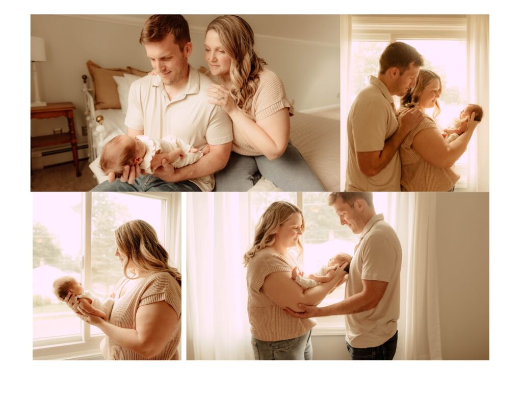 A family posing for an in home newborn session in Central, New Jersey.