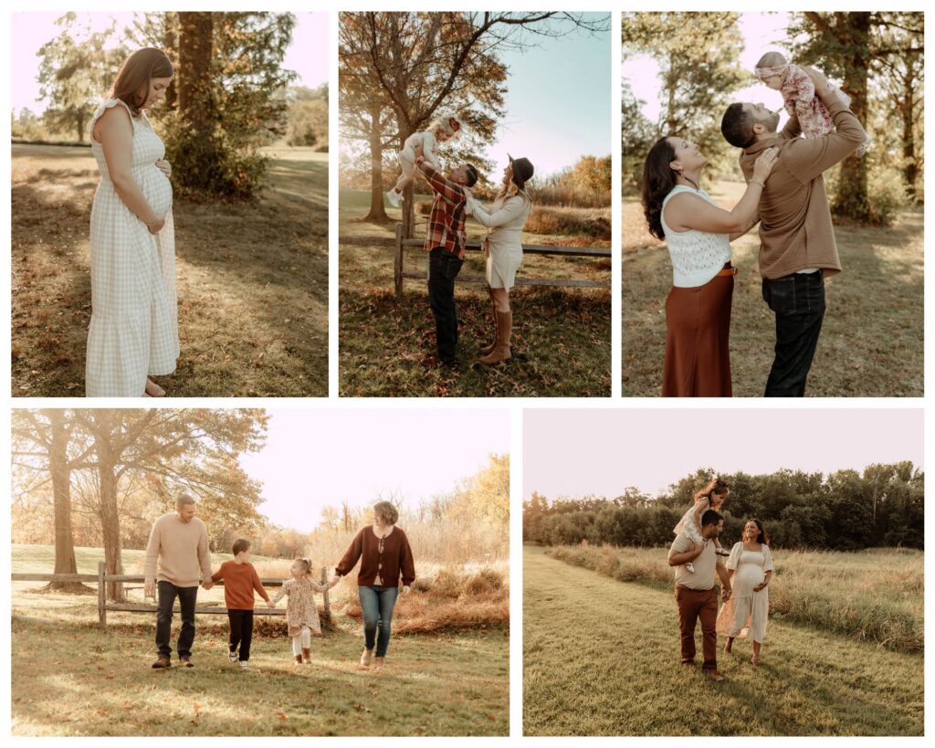 a collage of photos from family session in New Jersey