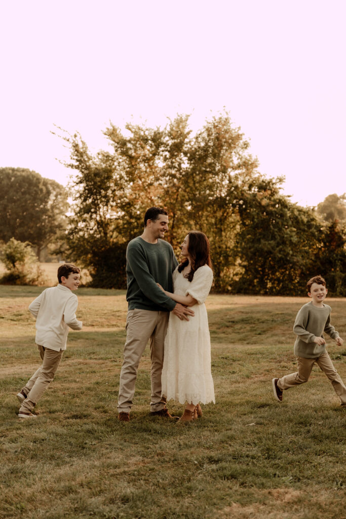 A family posing during a New Jersey family photo session.