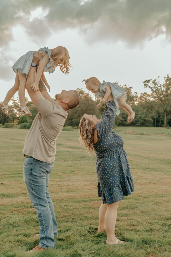 A family posing during a New Jersey family photo session.