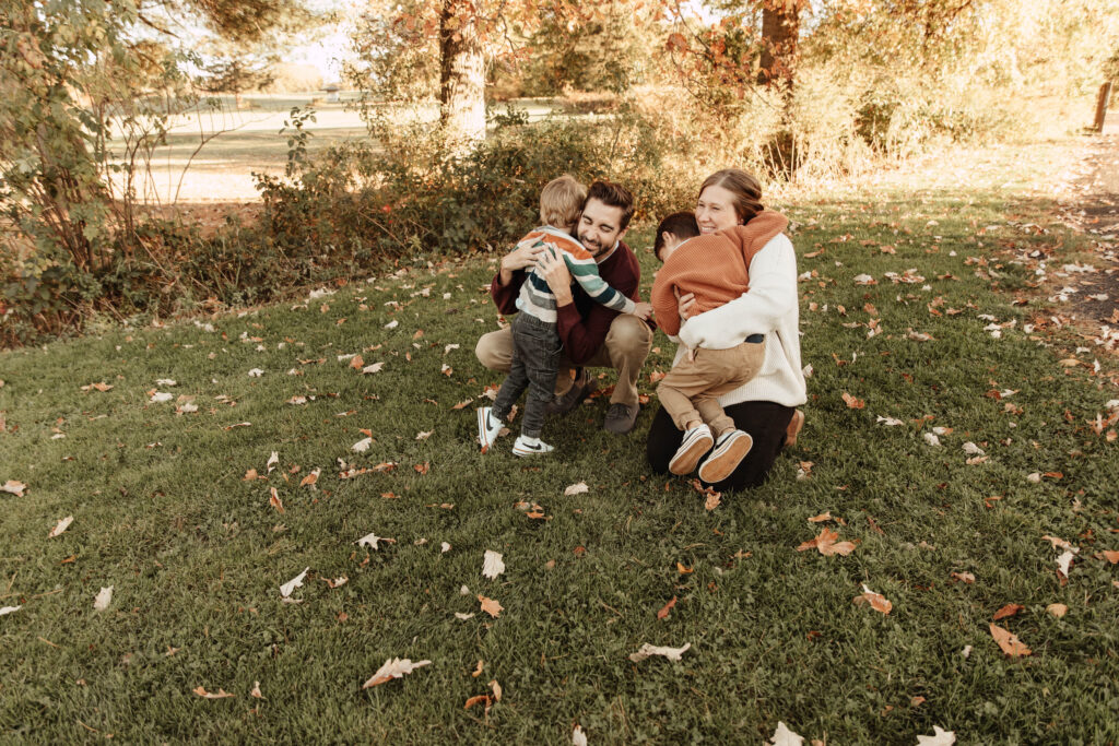 A family posing during a New Jersey family photo session.