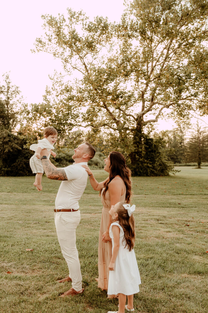A family posing during a New Jersey family photo session.