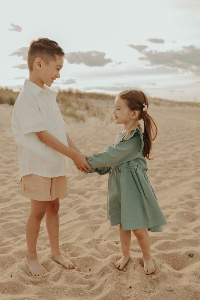 kids posing for a picture at Sandy Hook, Beach NJ